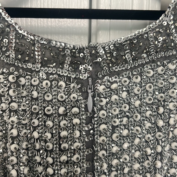 Parker Black Fully Embellished Silver Sequin Dress - Picture 11 of 12